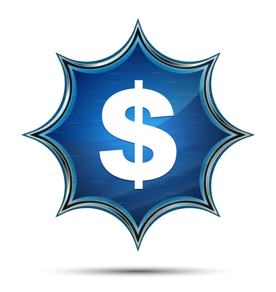 Znak dolara ikona magiczny szklisty Sunburst niebieski przycisk — Zdjęcie stockowe