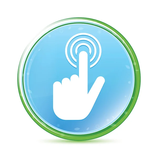 Hand cursor click icon natural aqua cyan blue round button