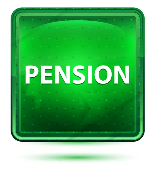 Pension neonové zelené čtvercové tlačítko — Stock fotografie