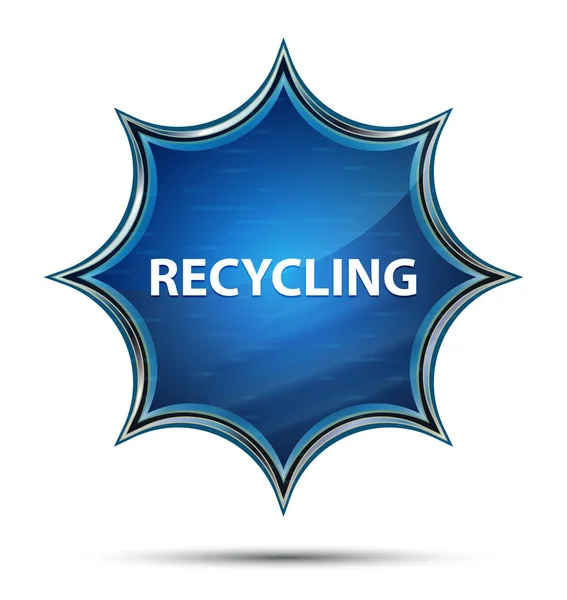 Recycling magischer glasiger Sunburst blauer Knopf — Stockfoto