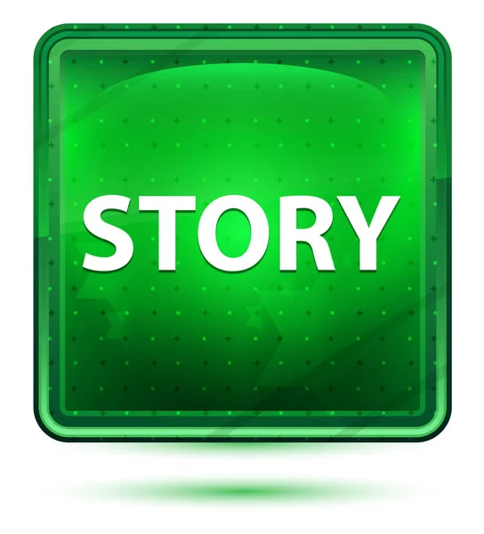 ストーリー ネオン ライト グリーン スクエア ボタン — ストック写真