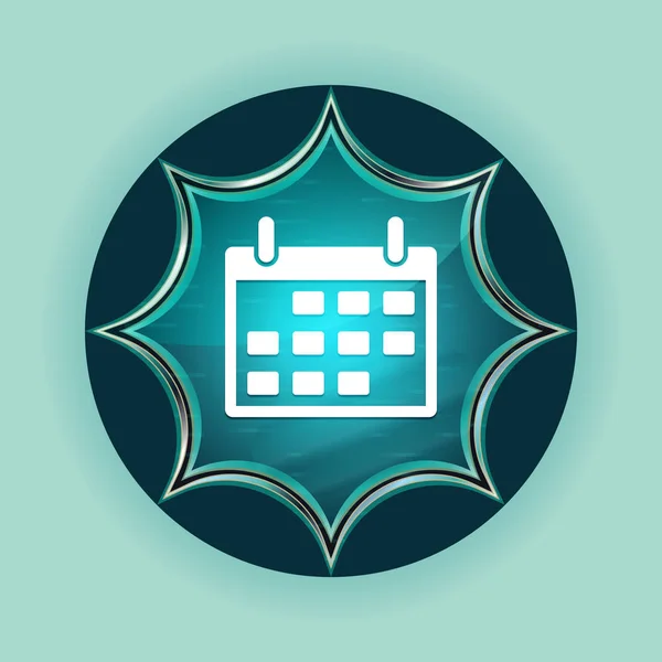 Calendar icon magical glassy sunburst blue button sky blue backg — Stock Photo, Image