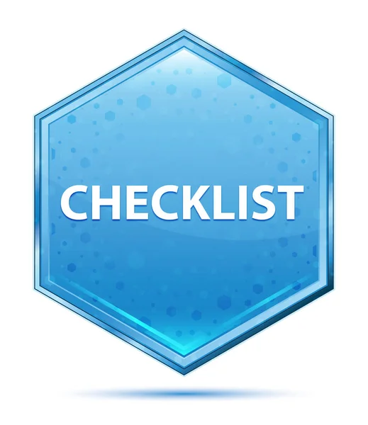 Checklist Crystal blauwe zeshoek knop — Stockfoto