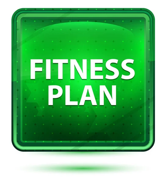 Fitness plan Neon światło zielony kwadrat przycisk — Zdjęcie stockowe