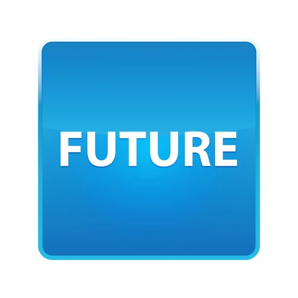 将来の光沢のある青い正方形のボタン — ストック写真
