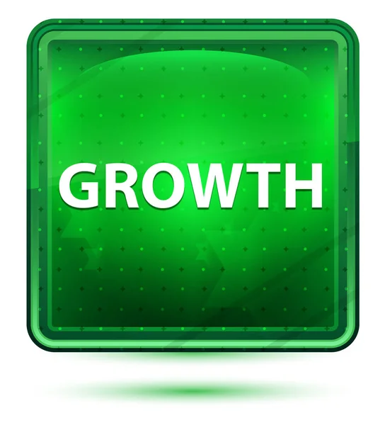 Growth Neon Light Green Square Button — Stock Photo, Image
