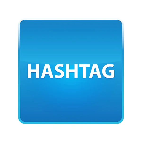 Hashtag parlak mavi kare düğmesi — Stok fotoğraf