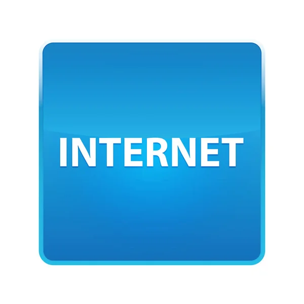 Internet pulsante quadrato blu lucido — Foto Stock