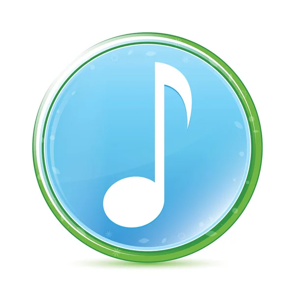 Icona musicale acquarello naturale blu ciano pulsante rotondo — Foto Stock