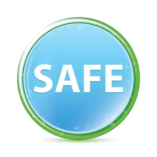 Safe natural aqua cyan blue round button — Stock Photo, Image