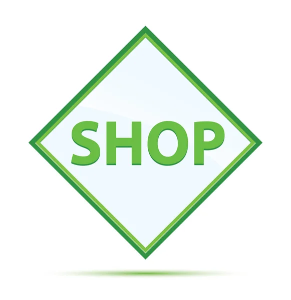 Shop modern abstract green diamond button — Stock Photo, Image