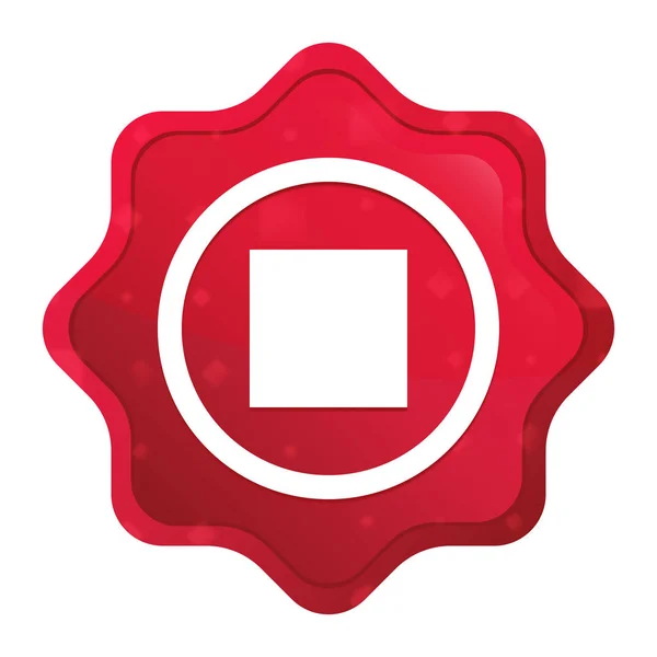 Stop play icon misty rose red starburst sticker button — Stock Photo, Image