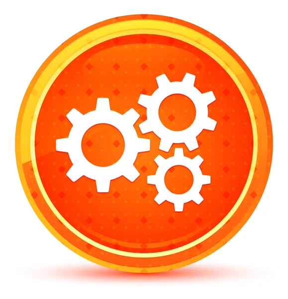 Inställningar kugghjul ikon naturlig orange rund knapp — Stockfoto