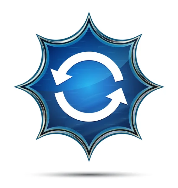 Update pictogram magische glazig Sunburst blauwe knop — Stockfoto