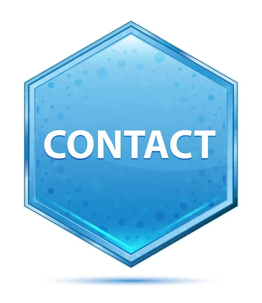 コンタクトクリスタルブルー六角形ボタン — ストック写真