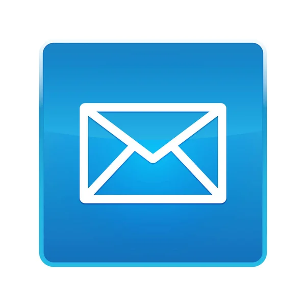 이메일 아이콘 빛나는 파란색 사각형 버튼 — 스톡 사진