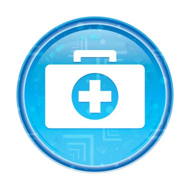 İlk yardım kiti simgesi çiçek mavi yuvarlak düğme