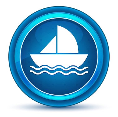 Yelkenli simgesi göz küresi mavi yuvarlak düğme