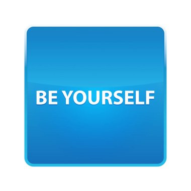 Kendin Ol parlak mavi kare düğmesi