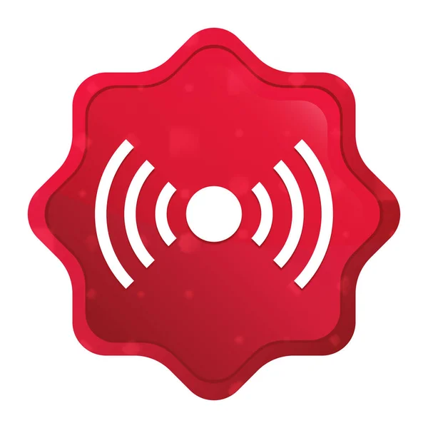 Піктограма мережевого сигналу туманна рожева червона кнопка вибуху наклейки — стокове фото