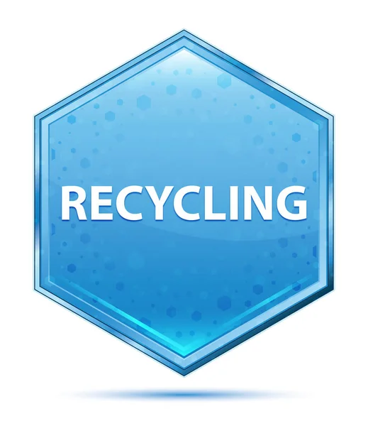Tlačítko recyklace křišťálového modrého šestiúhelníku — Stock fotografie