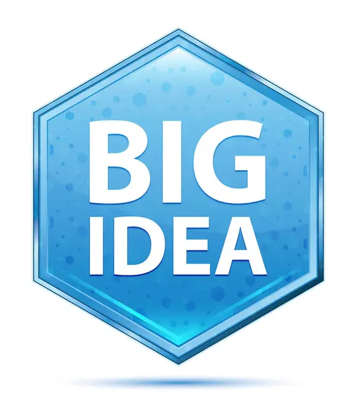 Big Idea kristal mavi altıgen düğme — Stok fotoğraf