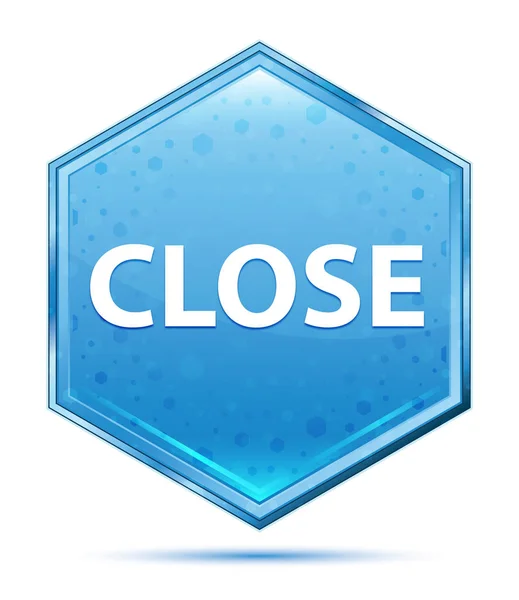 Close crystal blue hexagon button — Stock Photo, Image