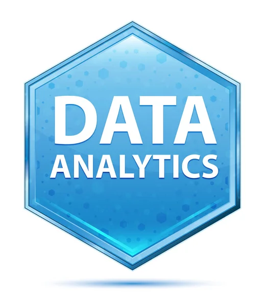 Data Analytics crystal blue hexagon button — Stock Photo, Image