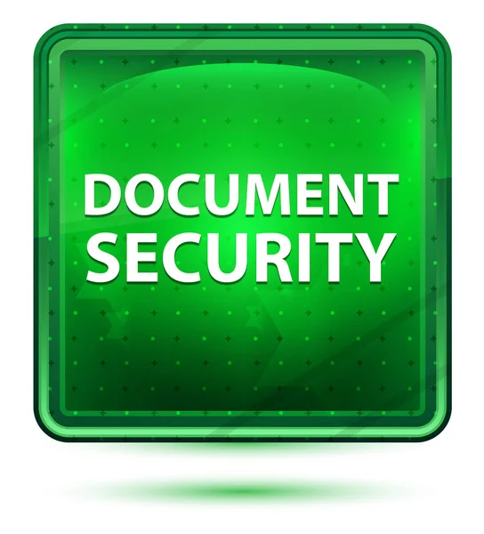 문서 보안 네온 라이트 그린 사각형 버튼 — 스톡 사진