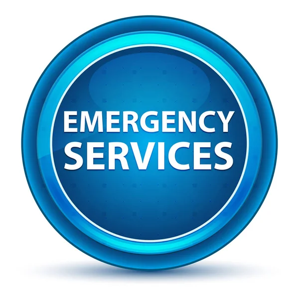 Botón redondo azul de los servicios de emergencia del globo ocular — Foto de Stock