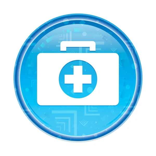 First aid kit icon floral blue round button — Stock Photo, Image