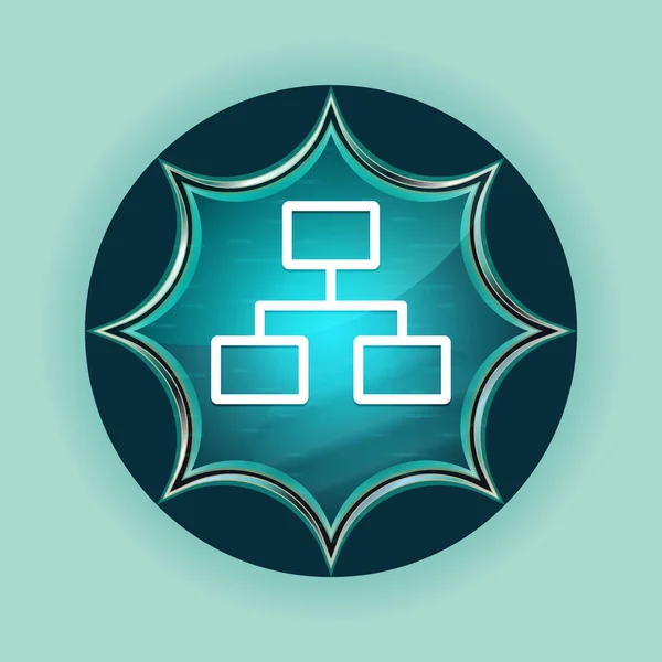 Ícone de conexões de rede mágica sunburst vítreo céu azul botão — Fotografia de Stock