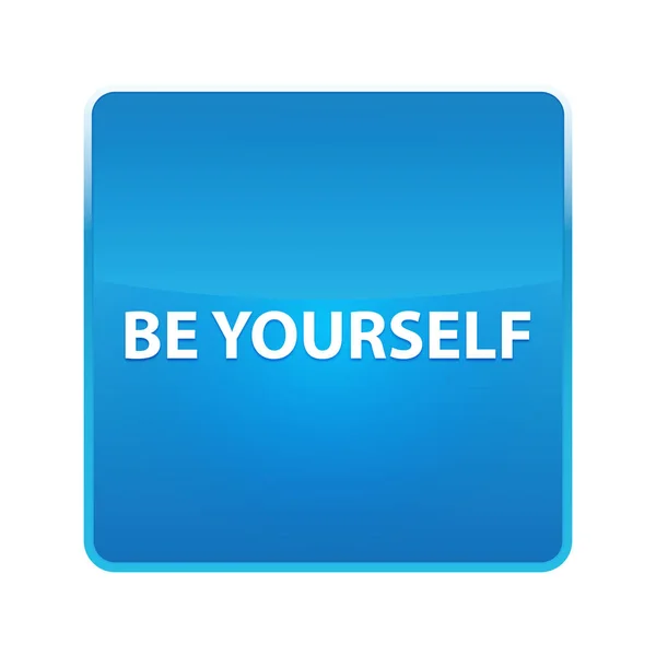 Seja você mesmo botão quadrado azul brilhante — Fotografia de Stock