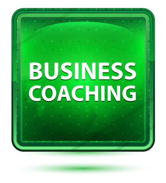 Business Coaching Bouton carré vert clair néon — Photo