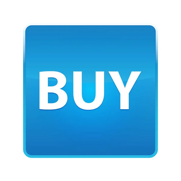 Koupit lesklé modré čtvercové tlačítko — Stock fotografie