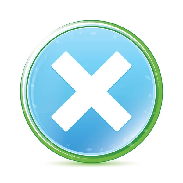 Kreuzsymbol natürlicher aqua cyan blauer runder Knopf — Stockfoto