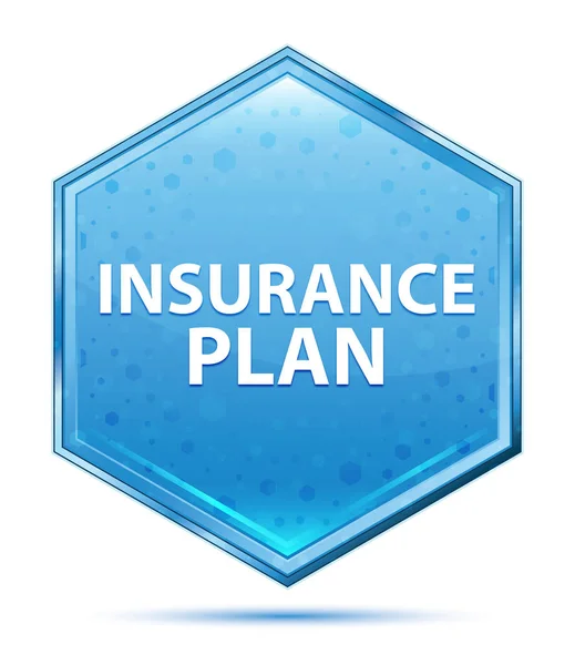 保険プラン クリスタルブルー六角形ボタン — ストック写真