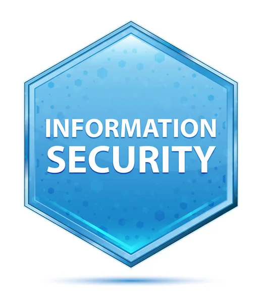 Bezpieczeństwo informacji kryształ niebieski przycisk sześciokątny — Zdjęcie stockowe