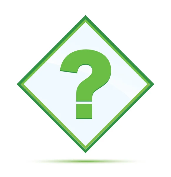 Ícone de ponto de interrogação moderno abstrato botão diamante verde — Fotografia de Stock