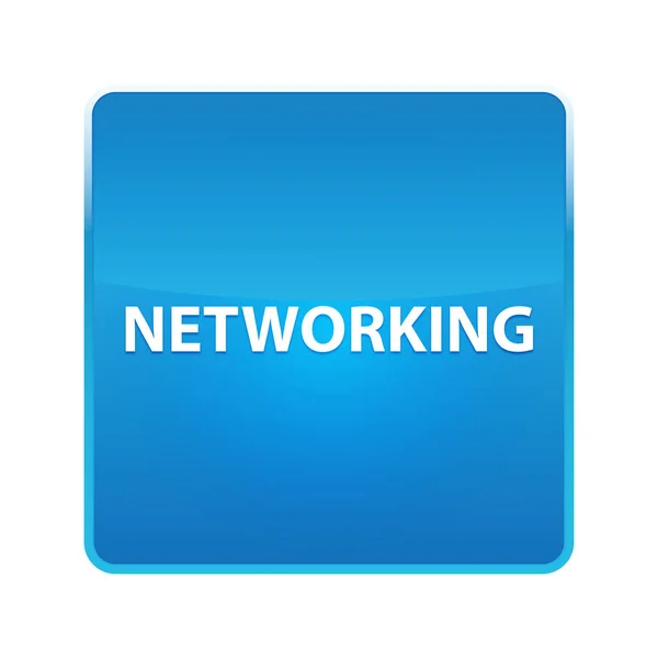 Networking shiny blue square button — Stock Photo, Image