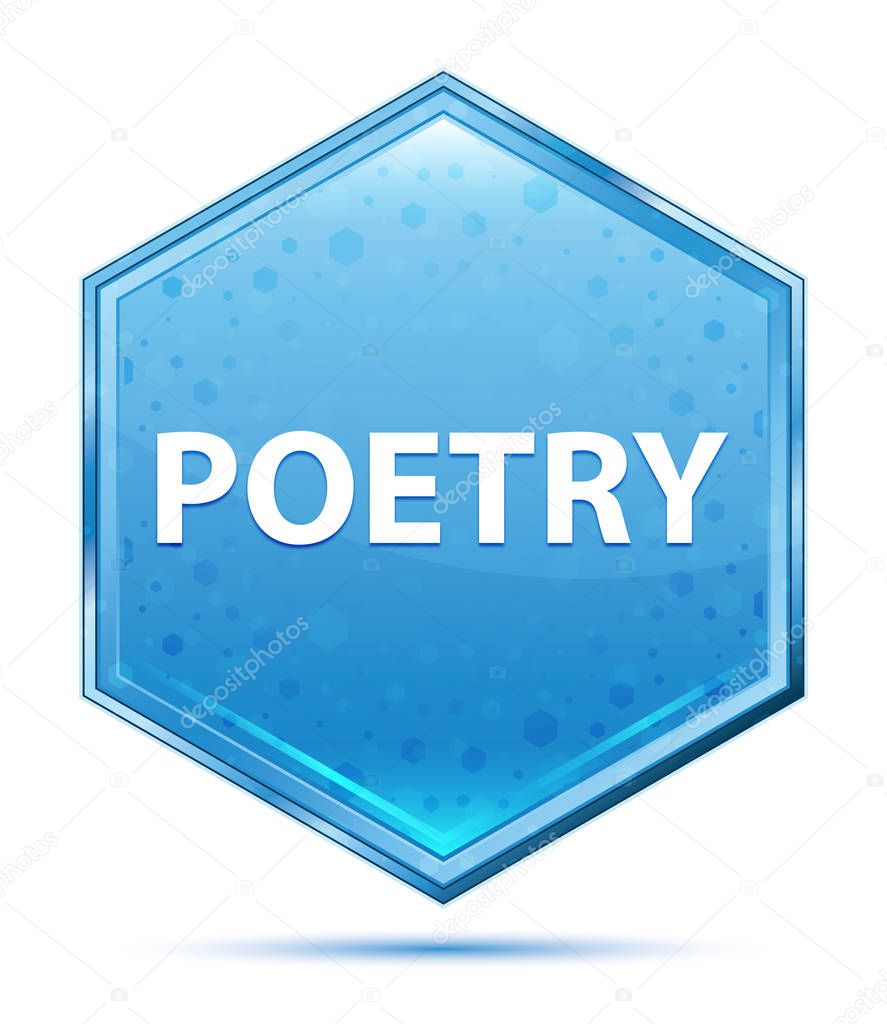 Poetry crystal blue hexagon button