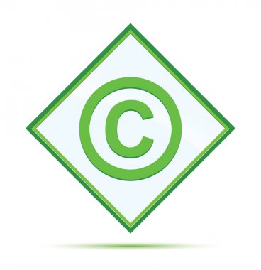 Telif hakkı sembolü simgesi modern soyut yeşil elmas düğme