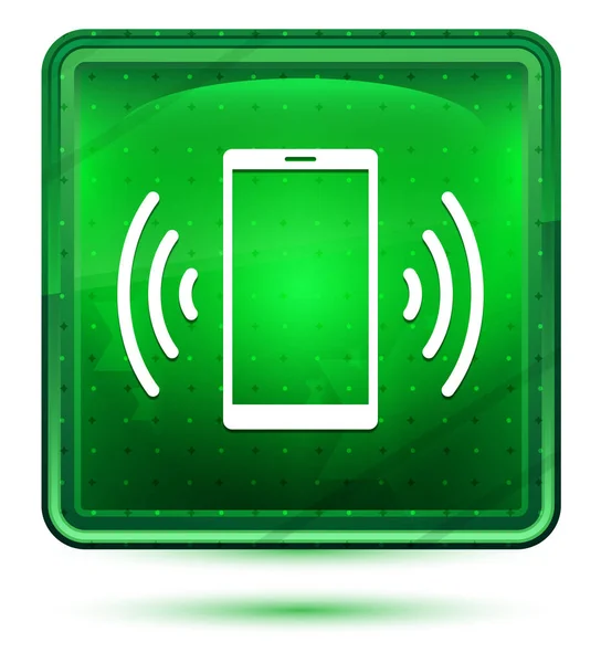 Smartphone-Netzwerk-Signal-Symbol neon hellgrüne quadratische Taste — Stockfoto