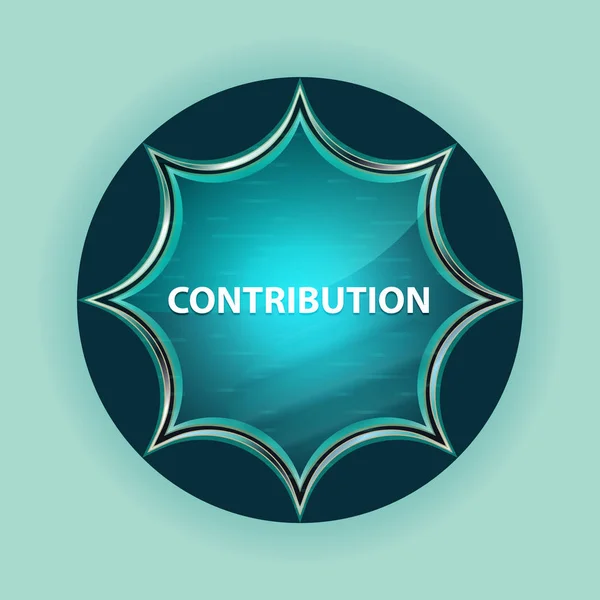Contribution magical glassy sunburst blue button sky blue backgr — Stock Photo, Image