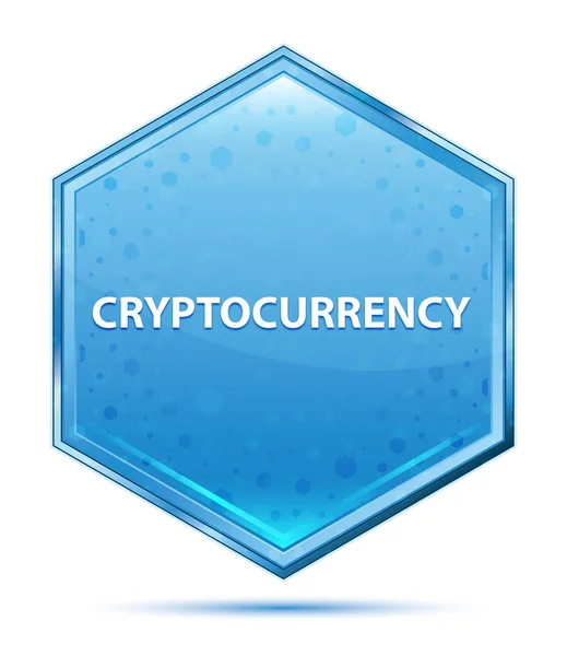 Crypto-monnaie cristal bleu hexagone bouton — Photo