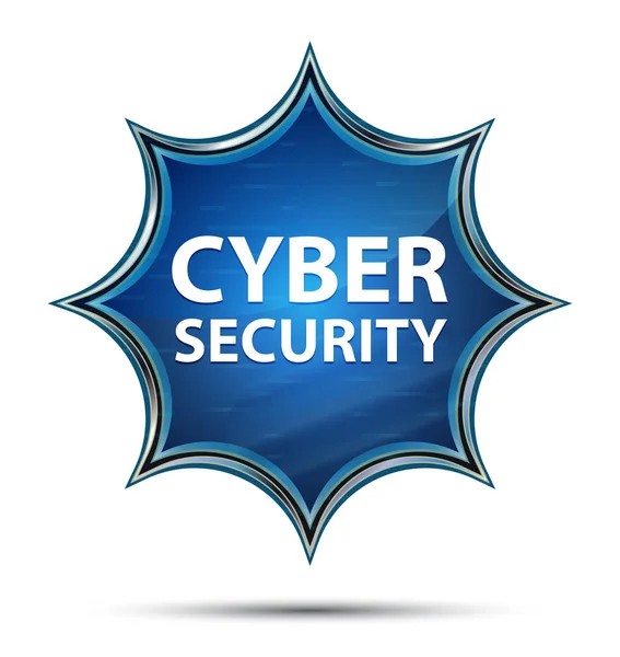 Cybersäkerhet Magical glasartade Sunburst blå knapp — Stockfoto