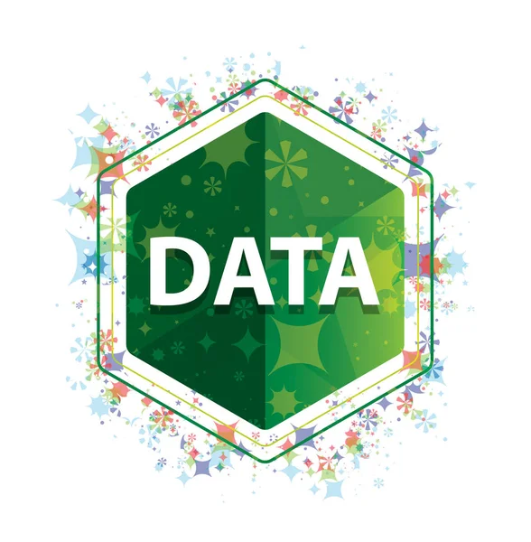 データ花の植物パターン緑六角形ボタン — ストック写真