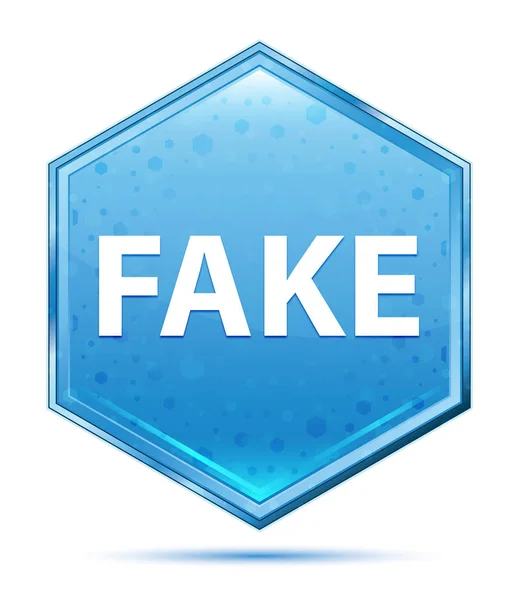 Fake Crystal Blue Hexagon-knappen — Stockfoto