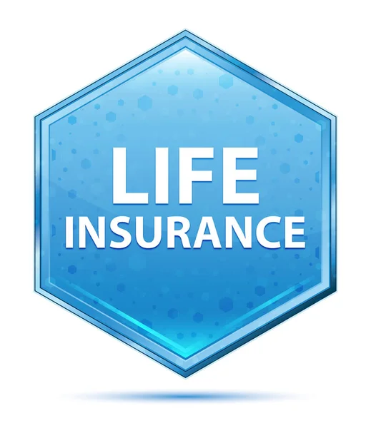 生命保険クリスタルブルー六角形ボタン — ストック写真