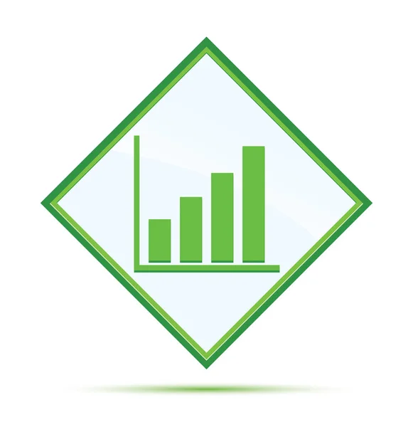 Statistics icon modern abstract green diamond button — Stock Photo, Image